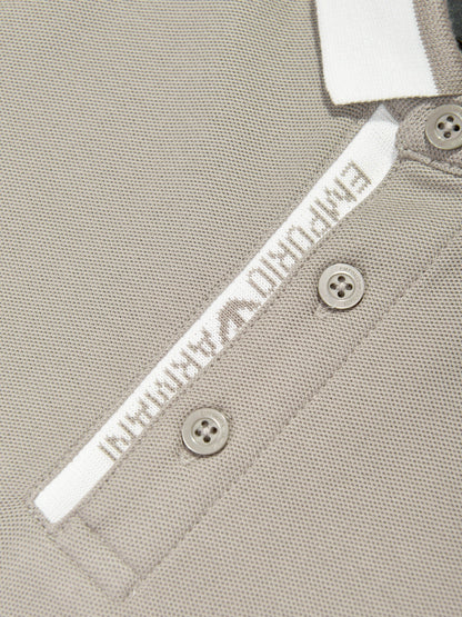 Emporio Armani 男童米色徽标 Polo 衫
