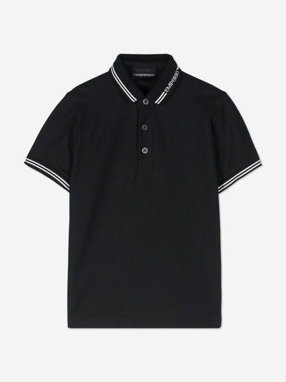 Emporio Armani 男童徽标 Polo 衫（海军蓝）