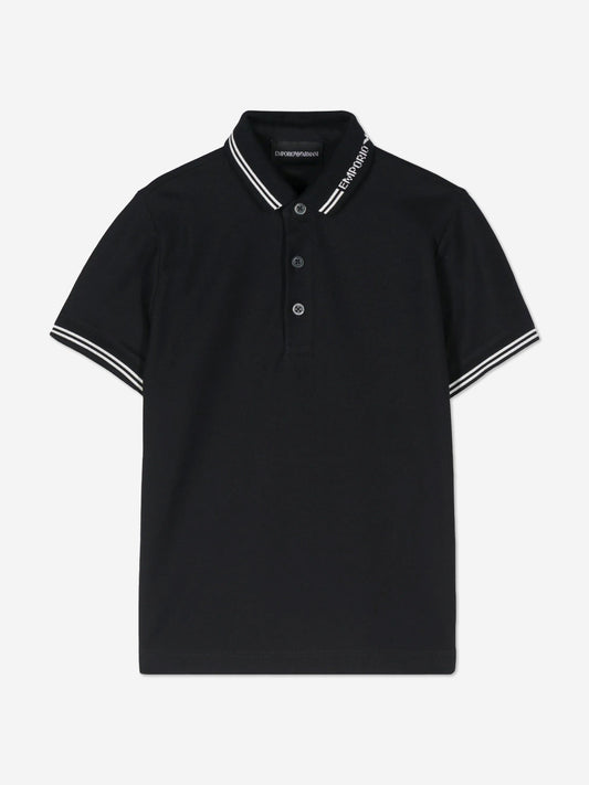 Emporio Armani 男童徽标 Polo 衫（海军蓝）