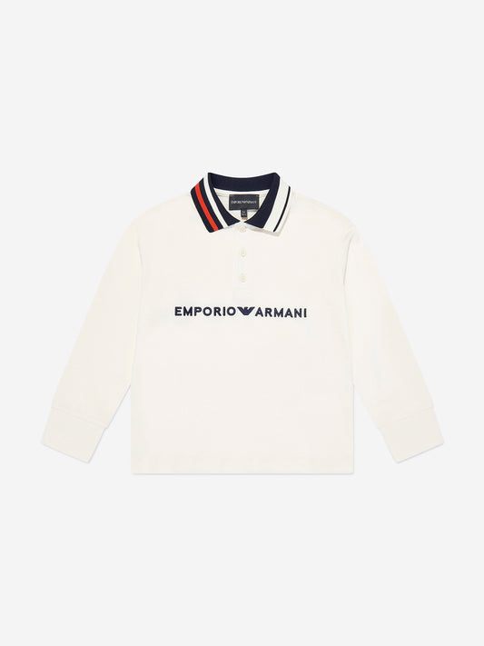Emporio Armani 男童长袖 Polo 衫（象牙色）