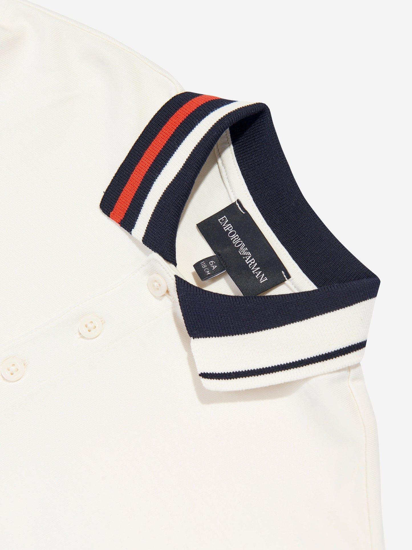Emporio Armani 男童长袖 Polo 衫（象牙色）