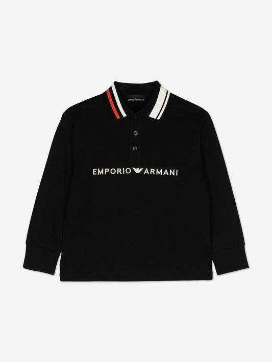 Emporio Armani 男童长袖 Polo 衫（海军蓝）