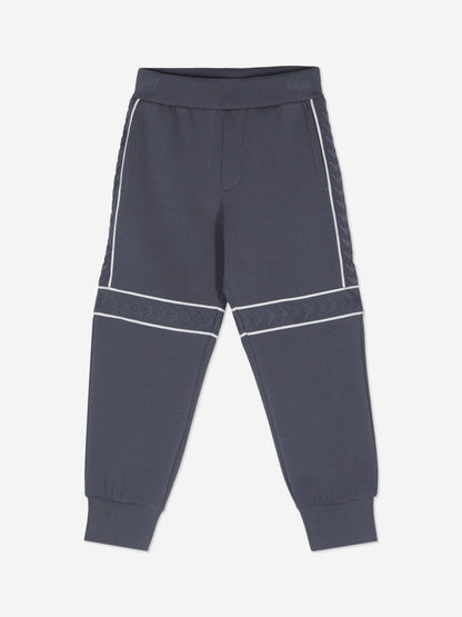 Emporio Armani 男童蓝色徽标慢跑裤