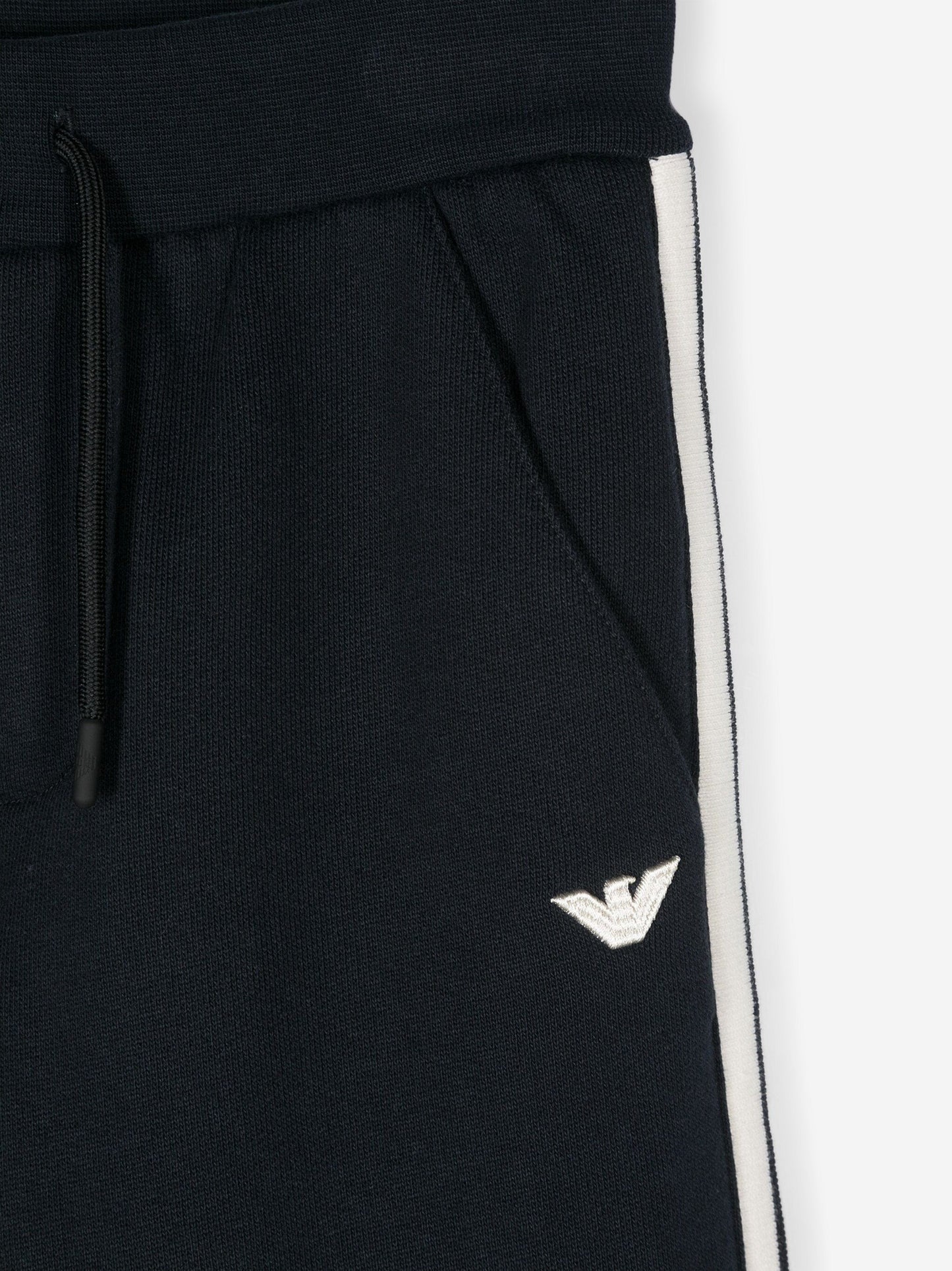 Emporio Armani 男童海军蓝徽标慢跑裤