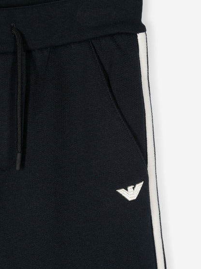 Emporio Armani 男童海军蓝徽标慢跑裤