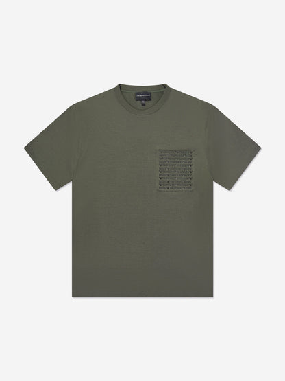 Emporio Armani 男童绿色徽标 T 恤