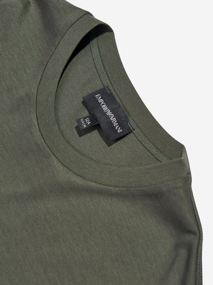 Emporio Armani 男童绿色徽标 T 恤