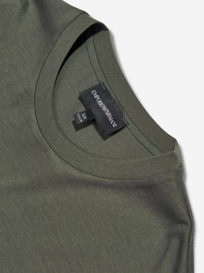 Emporio Armani 男童绿色徽标 T 恤
