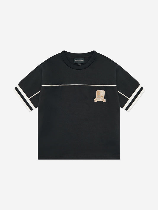 Emporio Armani 男童徽标 T 恤（海军蓝）