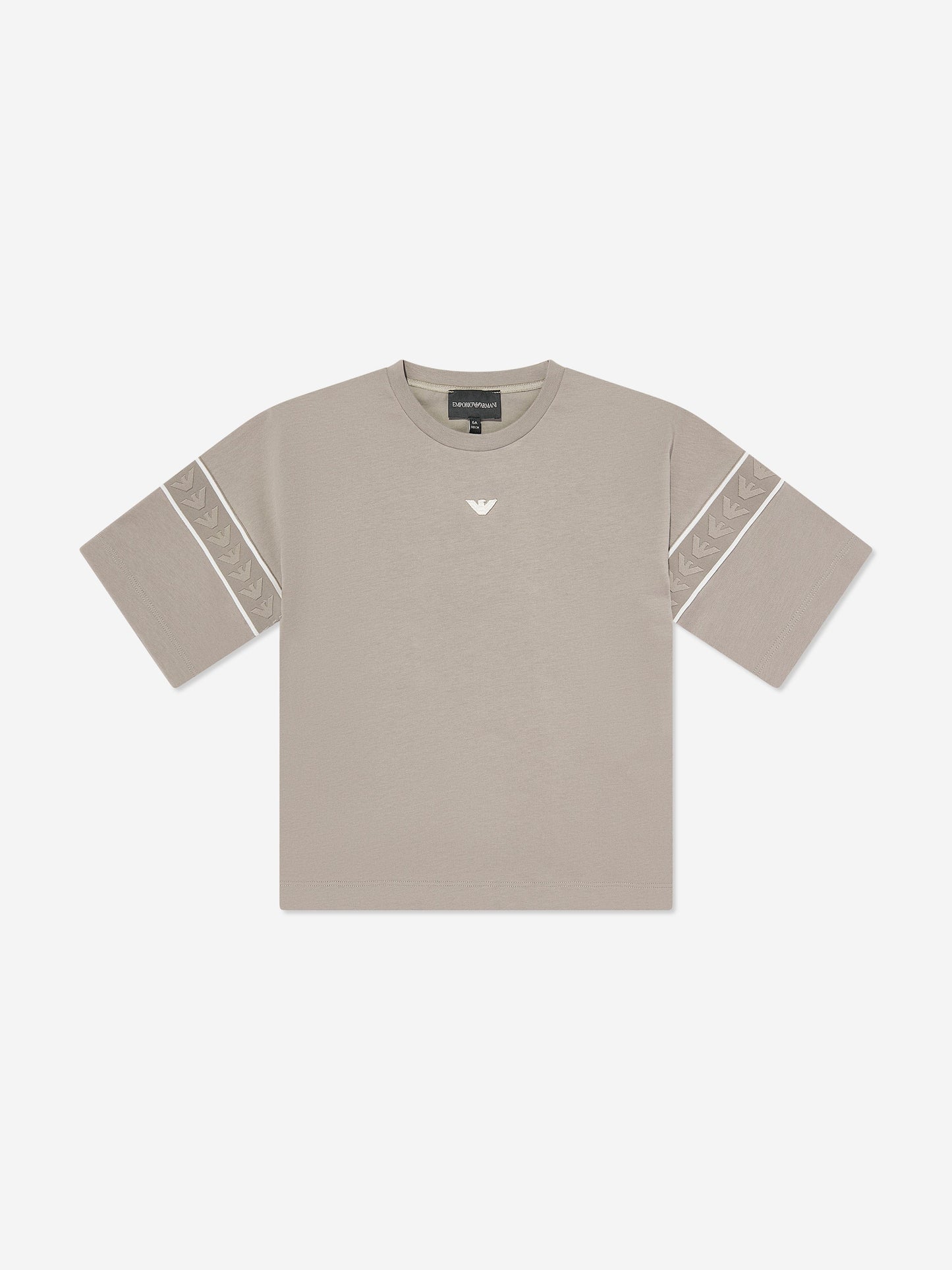 Emporio Armani 男童米色徽标 T 恤