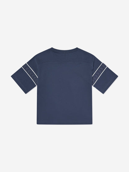 Emporio Armani 男童蓝色徽标 T 恤