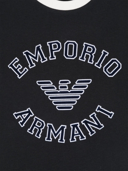 Emporio Armani 男童徽标 T 恤（海军蓝）