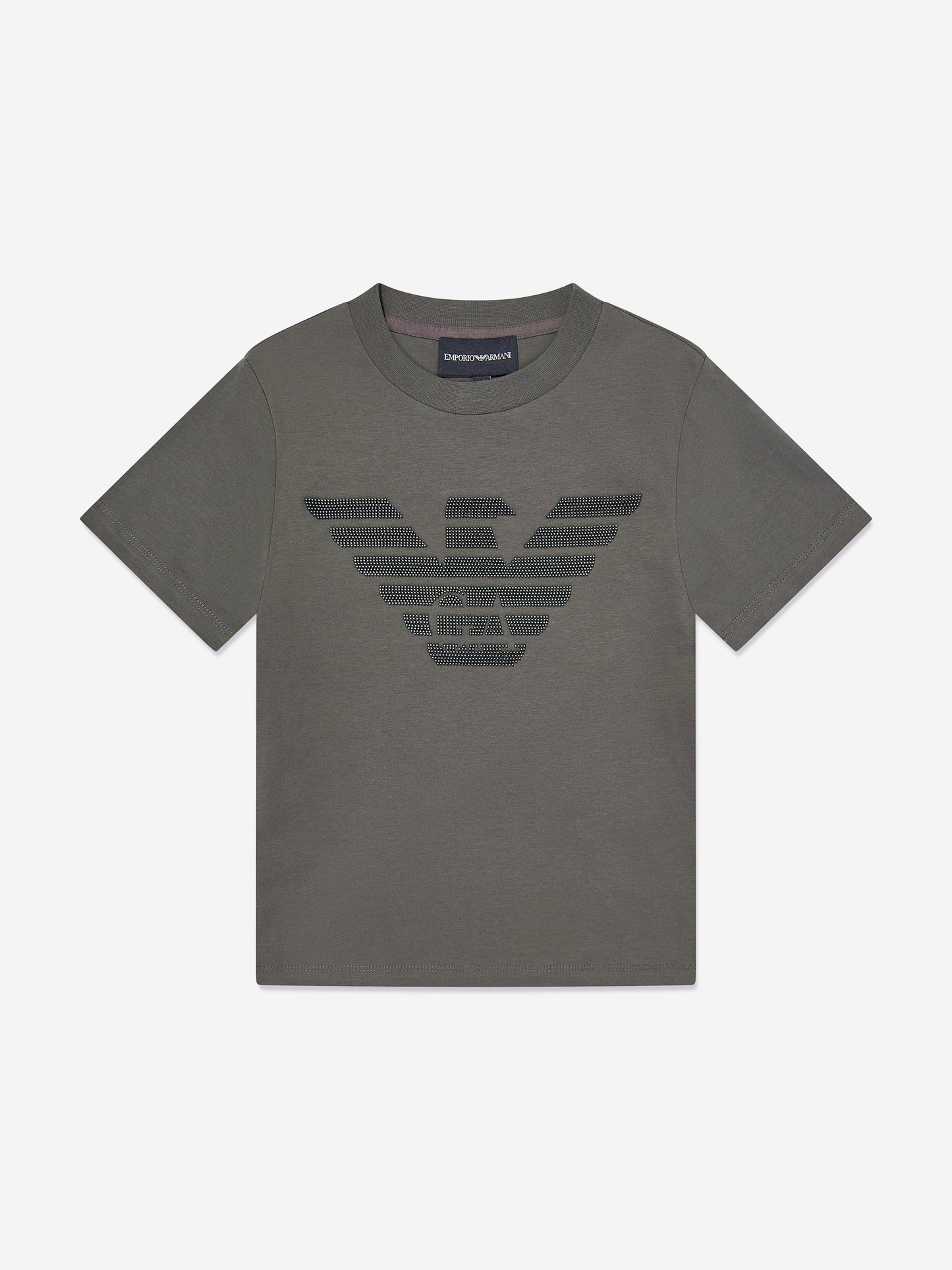 Emporio Armani 男童棕色徽标 T 恤