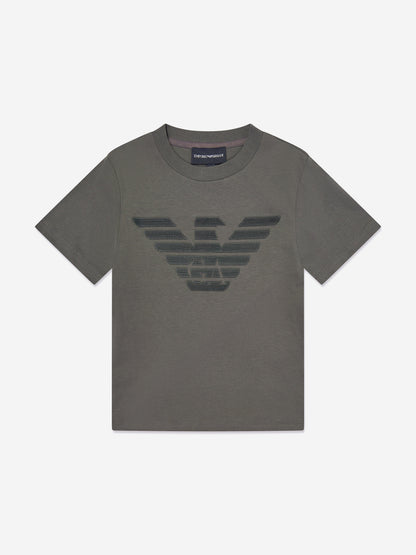 Emporio Armani 男童棕色徽标 T 恤