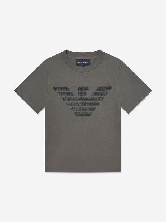 Emporio Armani 男童棕色徽标 T 恤