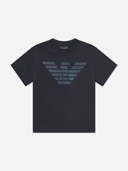 Emporio Armani 男童徽标 T 恤（海军蓝）
