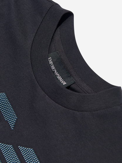 Emporio Armani 男童徽标 T 恤（海军蓝）
