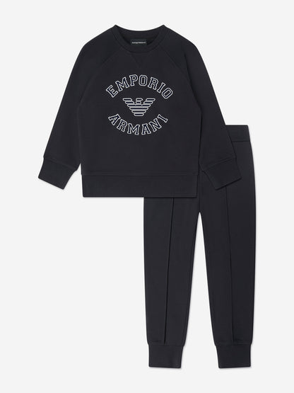Emporio Armani 男童海军蓝徽标运动服