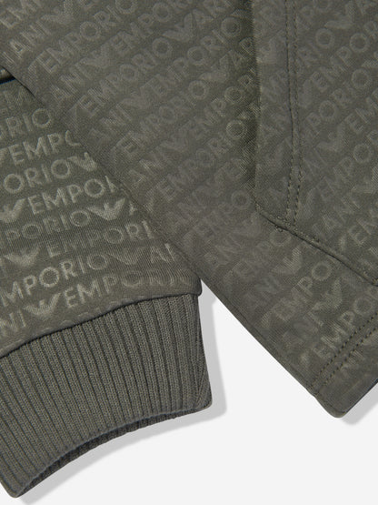 Emporio Armani 男婴绿色徽标连帽衫