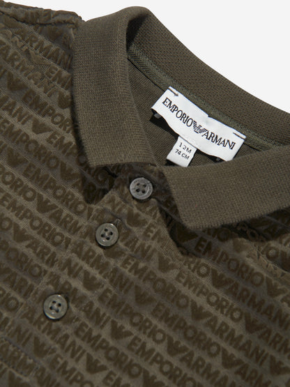 Emporio Armani 男婴绿色徽标 Polo 衫