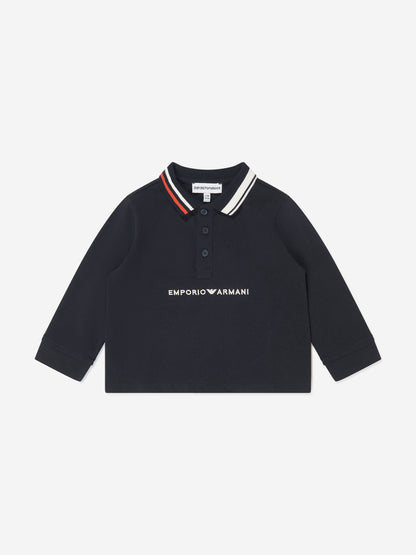 Emporio Armani 男婴长袖 Polo 衫（海军蓝）