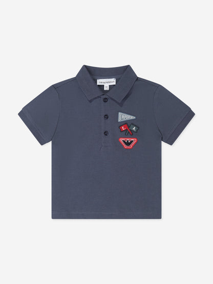 Emporio Armani 男婴蓝色徽标 Polo 衫
