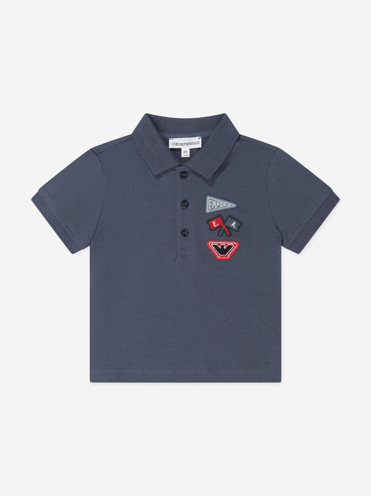 Emporio Armani 男婴蓝色徽标 Polo 衫