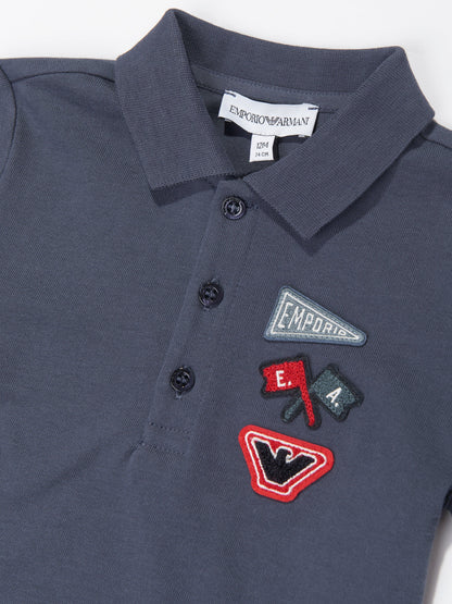 Emporio Armani 男婴蓝色徽标 Polo 衫