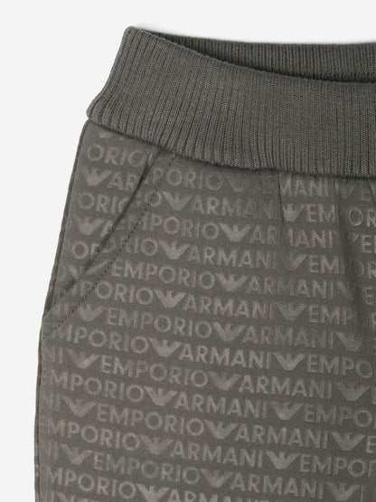 Emporio Armani 男婴绿色徽标慢跑裤