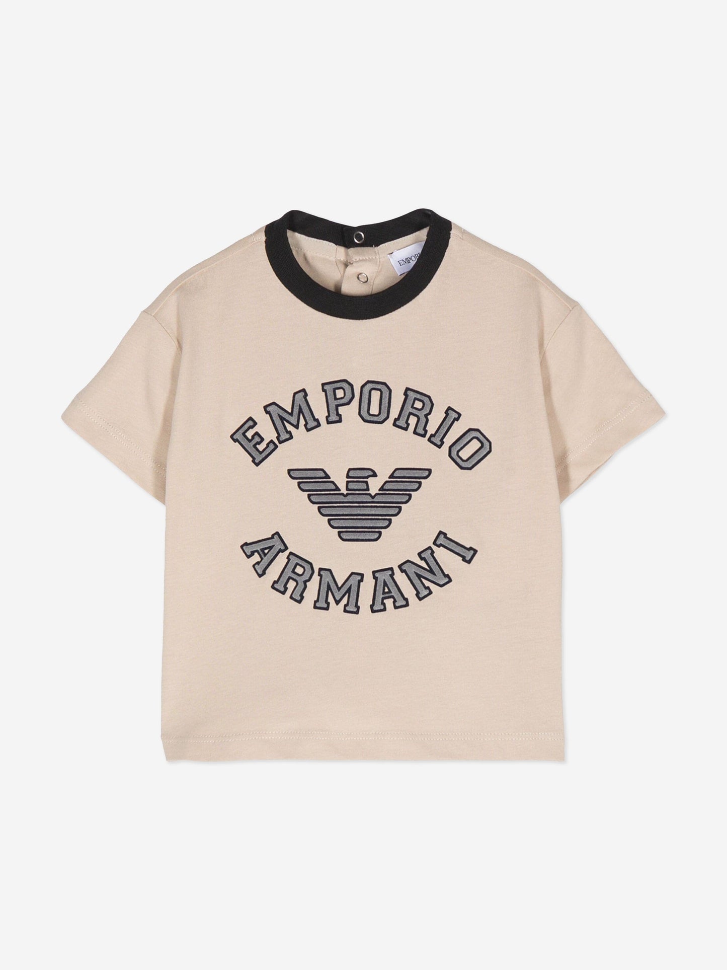Emporio Armani 米色男童徽标 T 恤