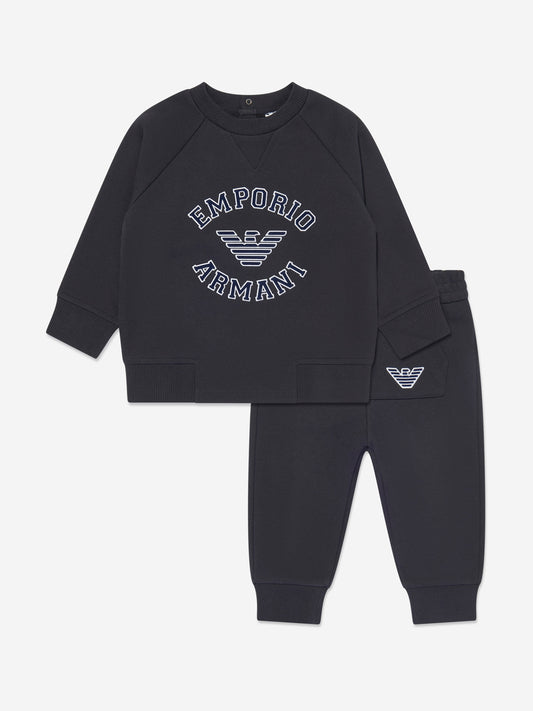 Emporio Armani 男婴徽标运动服（海军蓝）
