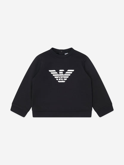 Emporio Armani 男婴黑色徽标运动衫