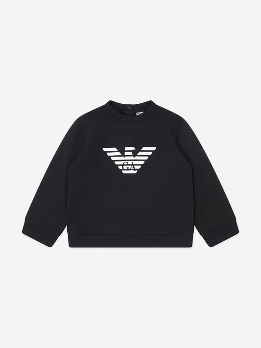 Emporio Armani 男婴黑色徽标运动衫