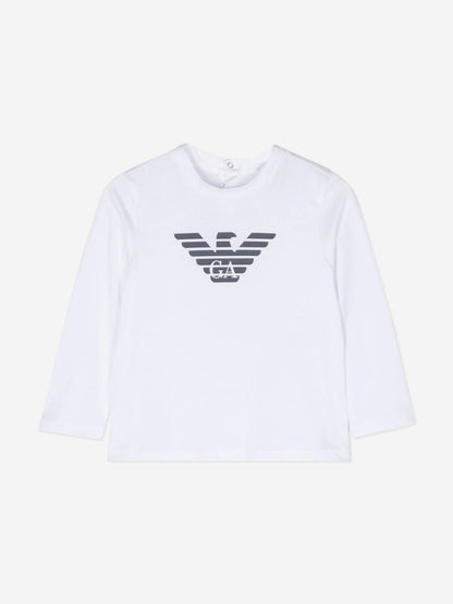 Emporio Armani 男童长袖 T 恤（白色）