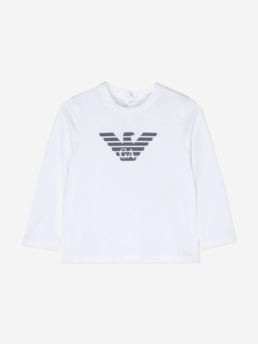 Emporio Armani 男童长袖 T 恤（白色）