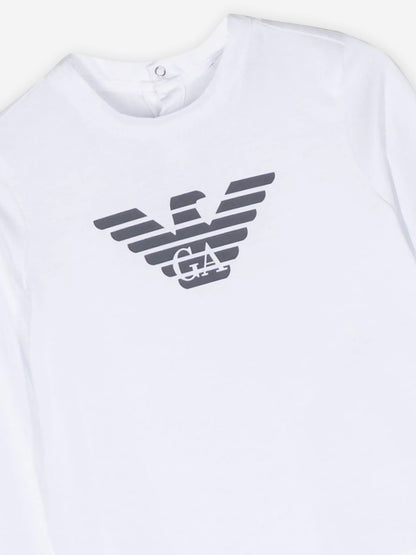 Emporio Armani 男童长袖 T 恤（白色）