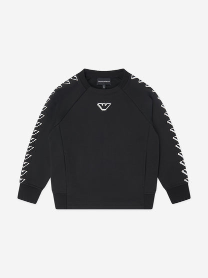 Emporio Armani 男童黑色徽标运动衫