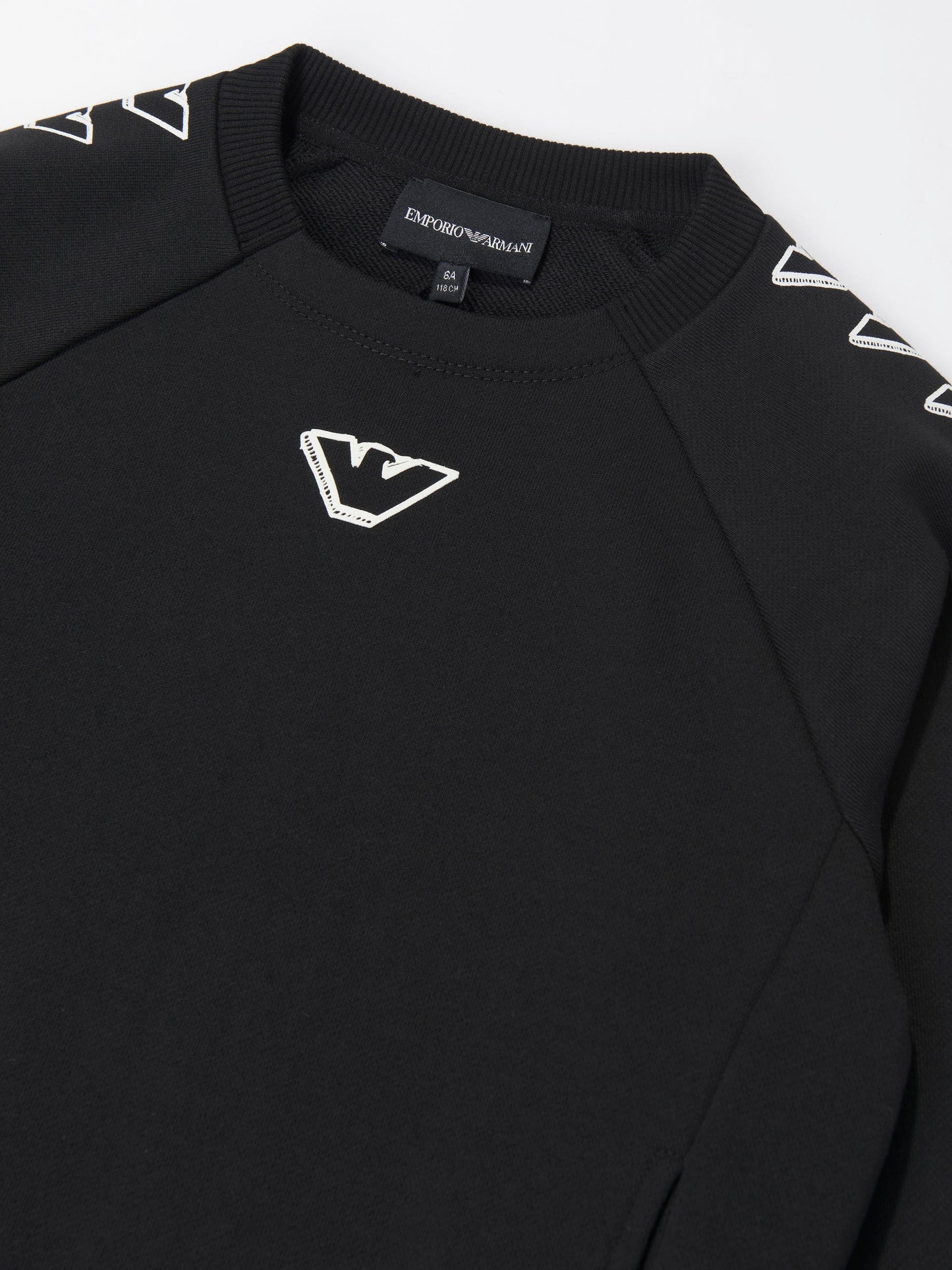 Emporio Armani 男童黑色徽标运动衫