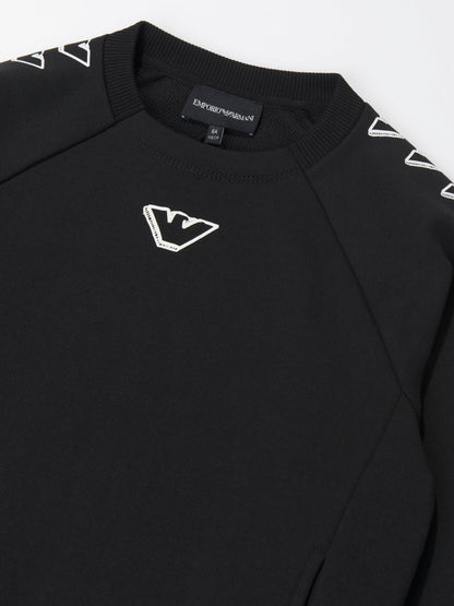 Emporio Armani 男童黑色徽标运动衫