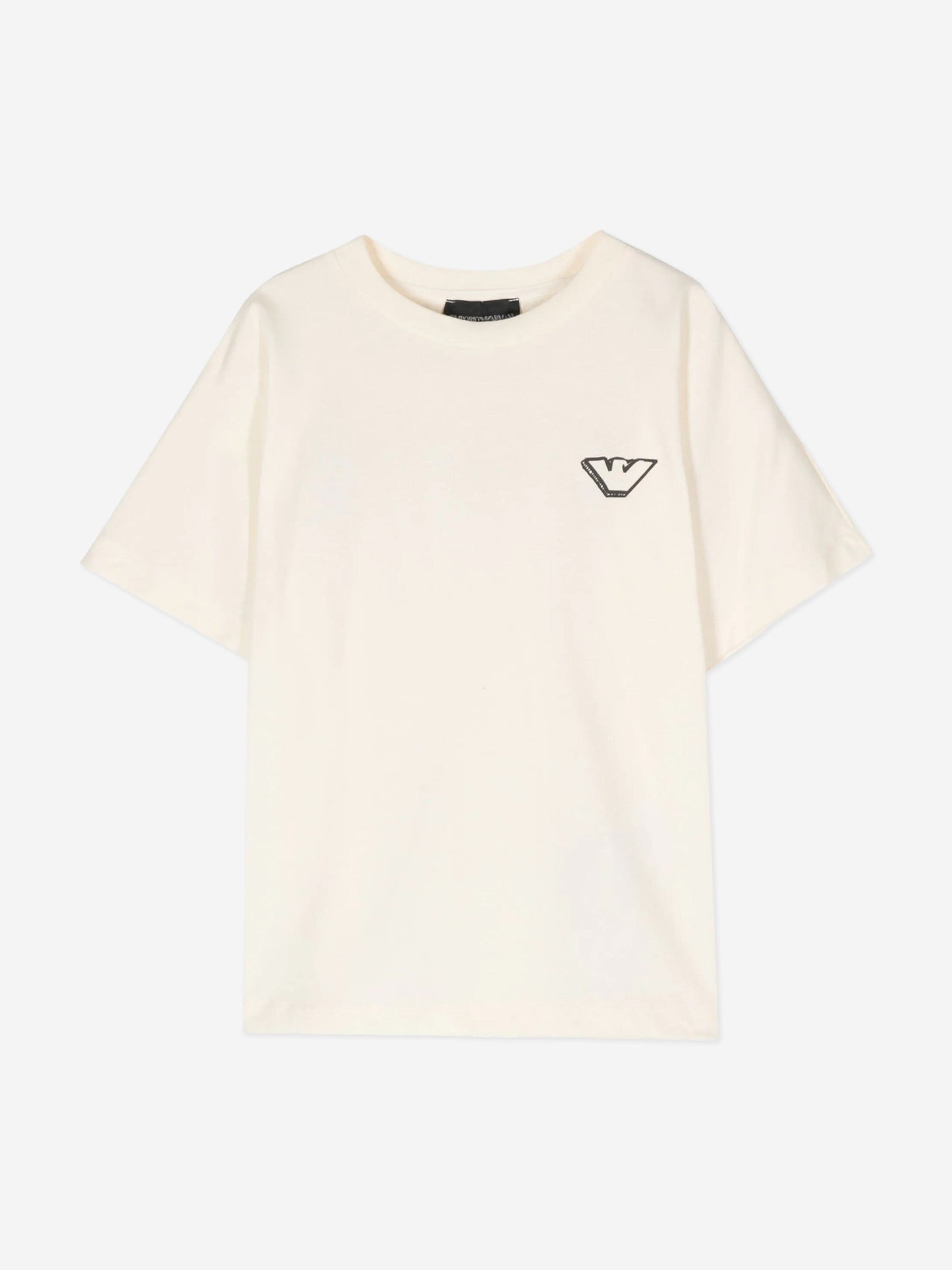 Emporio Armani 男童象牙色徽标 T 恤