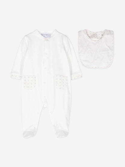 Emporio Armani Baby Logo 婴儿连体衣礼品套装（白色）