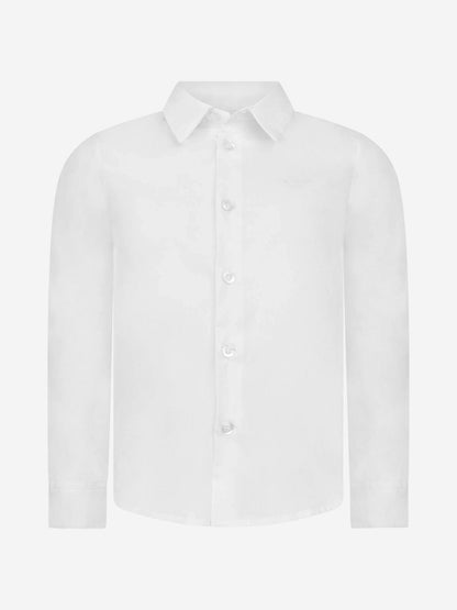 Emporio Armani 男童棉质长袖品牌衬衫