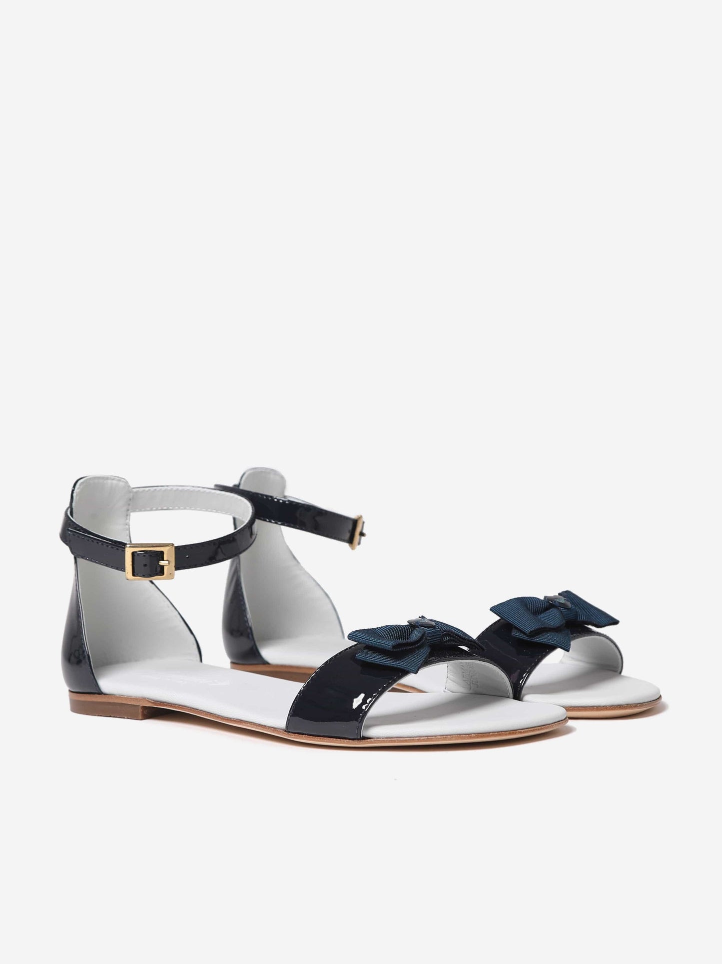 Emporio Armani 女童蓝色蝴蝶结漆皮凉鞋