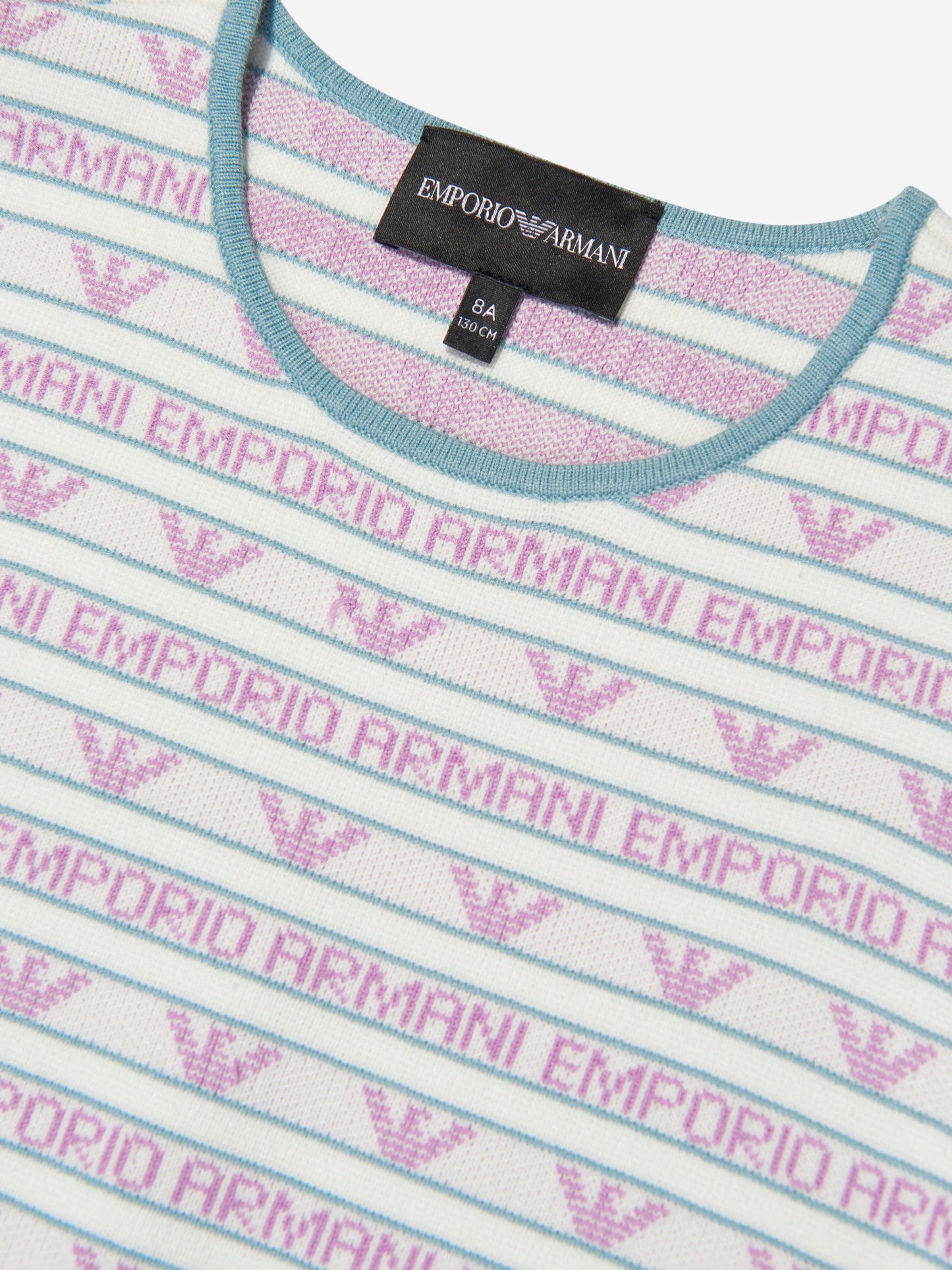 Emporio Armani 女童短袖徽标连衣裙（白色）