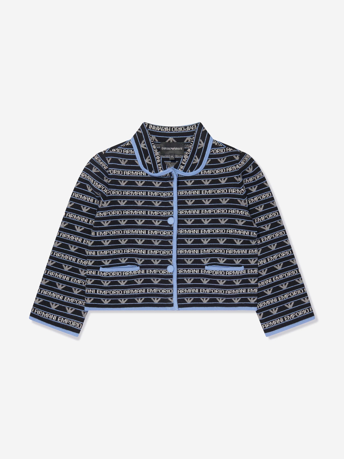 Emporio Armani 女童海军蓝徽标夹克