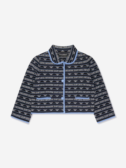 Emporio Armani 女童海军蓝徽标夹克
