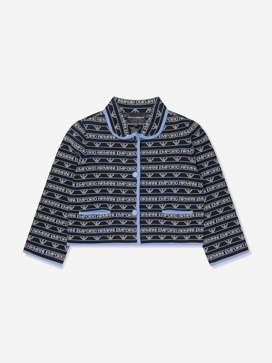 Emporio Armani 女童海军蓝徽标夹克