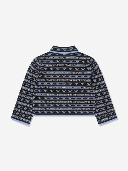 Emporio Armani 女童海军蓝徽标夹克