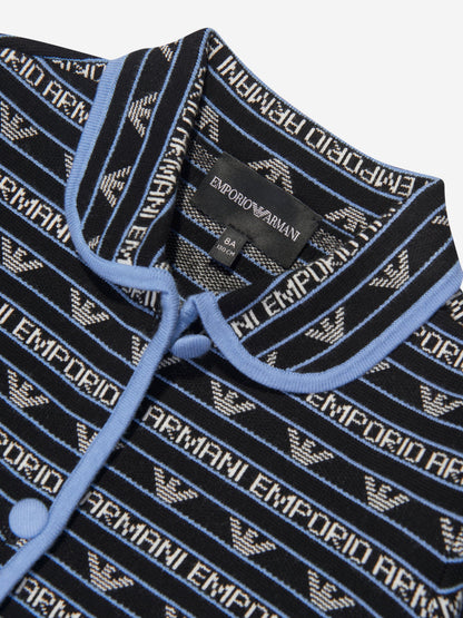 Emporio Armani 女童海军蓝徽标夹克