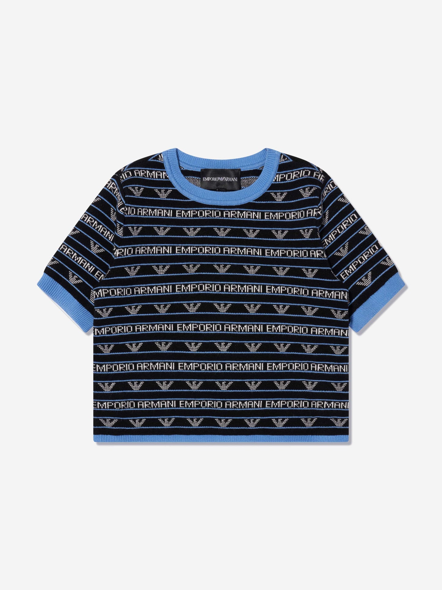 Emporio Armani 女童短袖徽标毛衣（海军蓝）